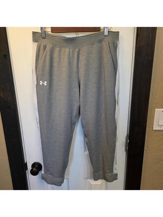 Under Armour Pants - Under Armour Women's Gray Athletic Capri Pants w/ White Mesh Side Panels-Large